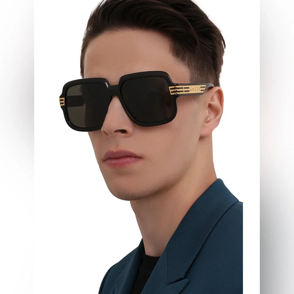 New - Authentic Gucci Sunglasses Men's GG0979S 001 Black/Grey 59-15-140mm